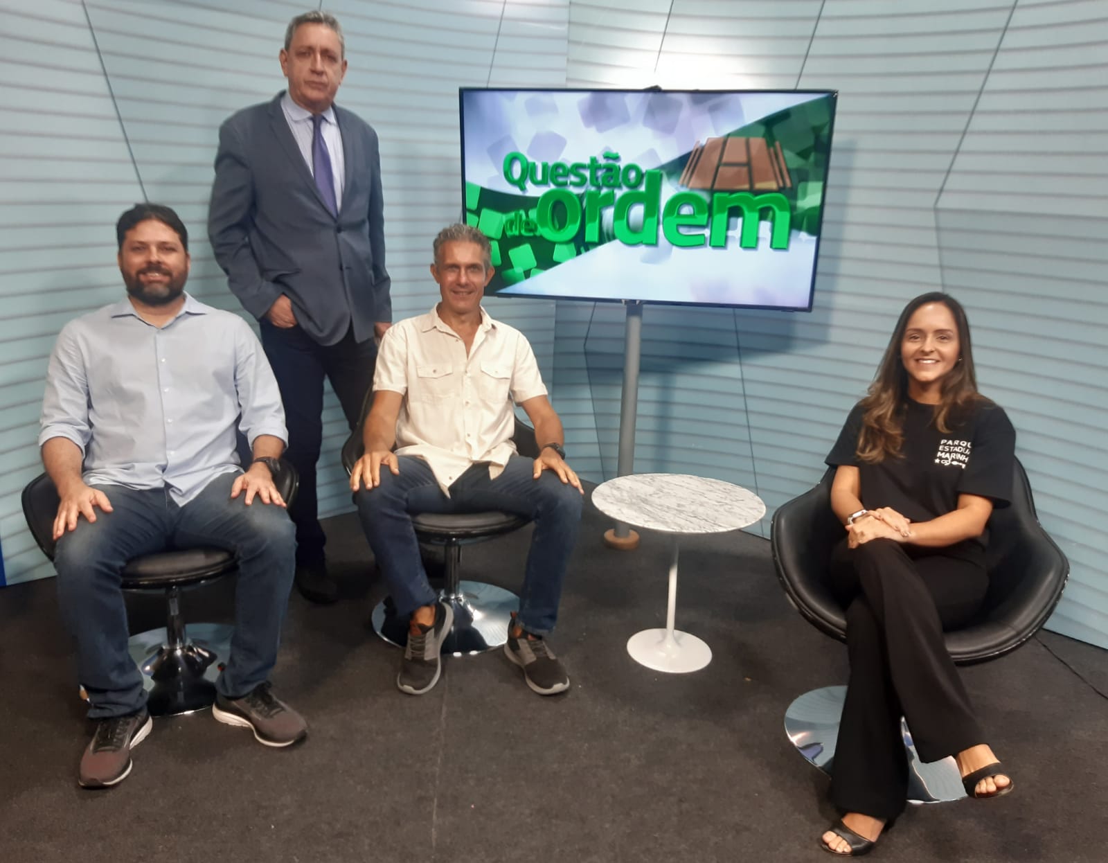 Luiz Ernesto Bezerra, cientista-chefe da Sema; jornalista Renato Abreu; Tommazo Giarrizzo, professor visitante do Labomar/UFC e Caroline Viana, articuladora de gestão de conservação