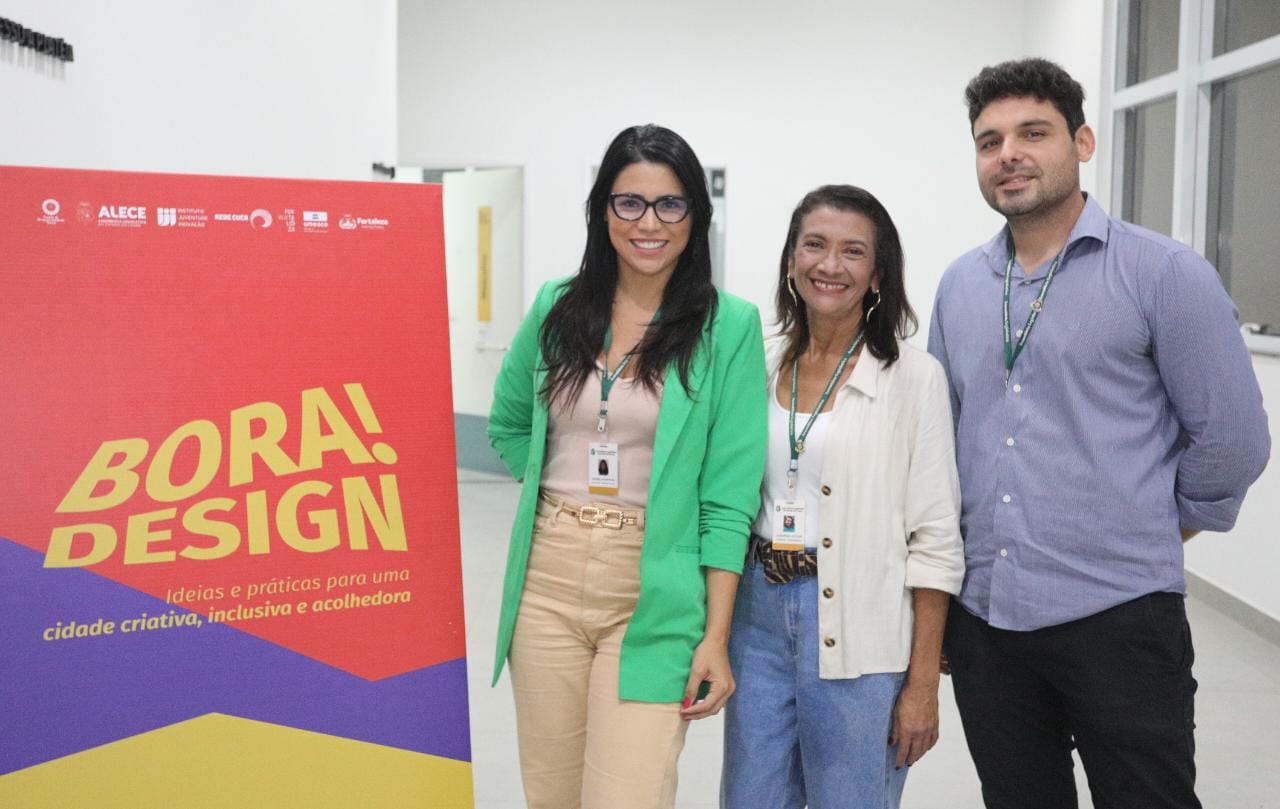 Rachel Rodrigues, Gardênia Aguiar e Tales Bezerra, representantes da Célula de Articulação e Fomendo à Cidadania do Comitê de Responsabilidade Social da Alece