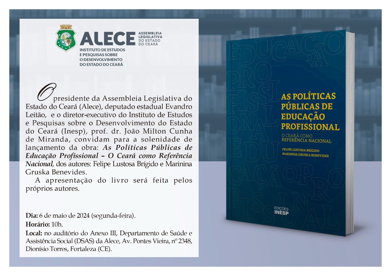 Inesp lança livro "As Políticas Públicas de Educação Profissional"