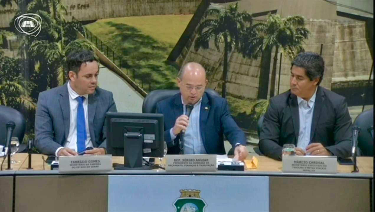 Secretário da Fazenda Fabrízio Gomes, deputado Sérgio Aguiar e secretário-executivo do Tesouro e Metas Fiscais da Sefaz, Márcio Cardeal.  Foto: Divulgação