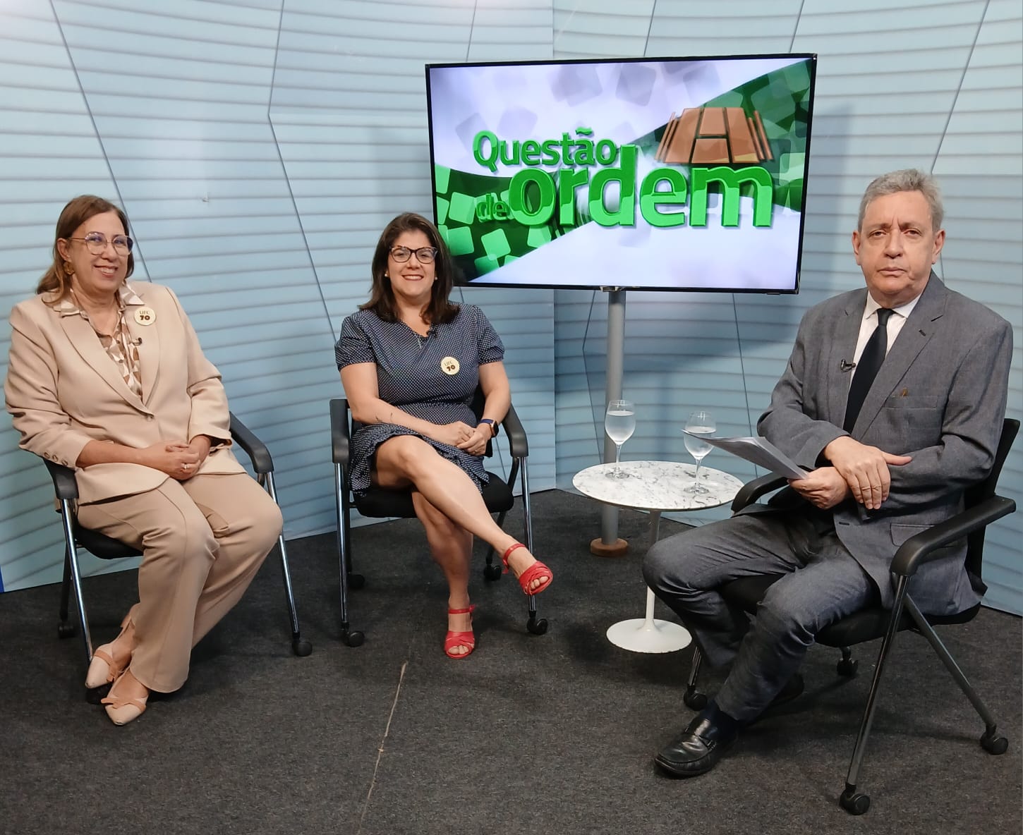 Claudia do Ó Pessoa, Lívia Queiroz e jornalista Renato Abreu