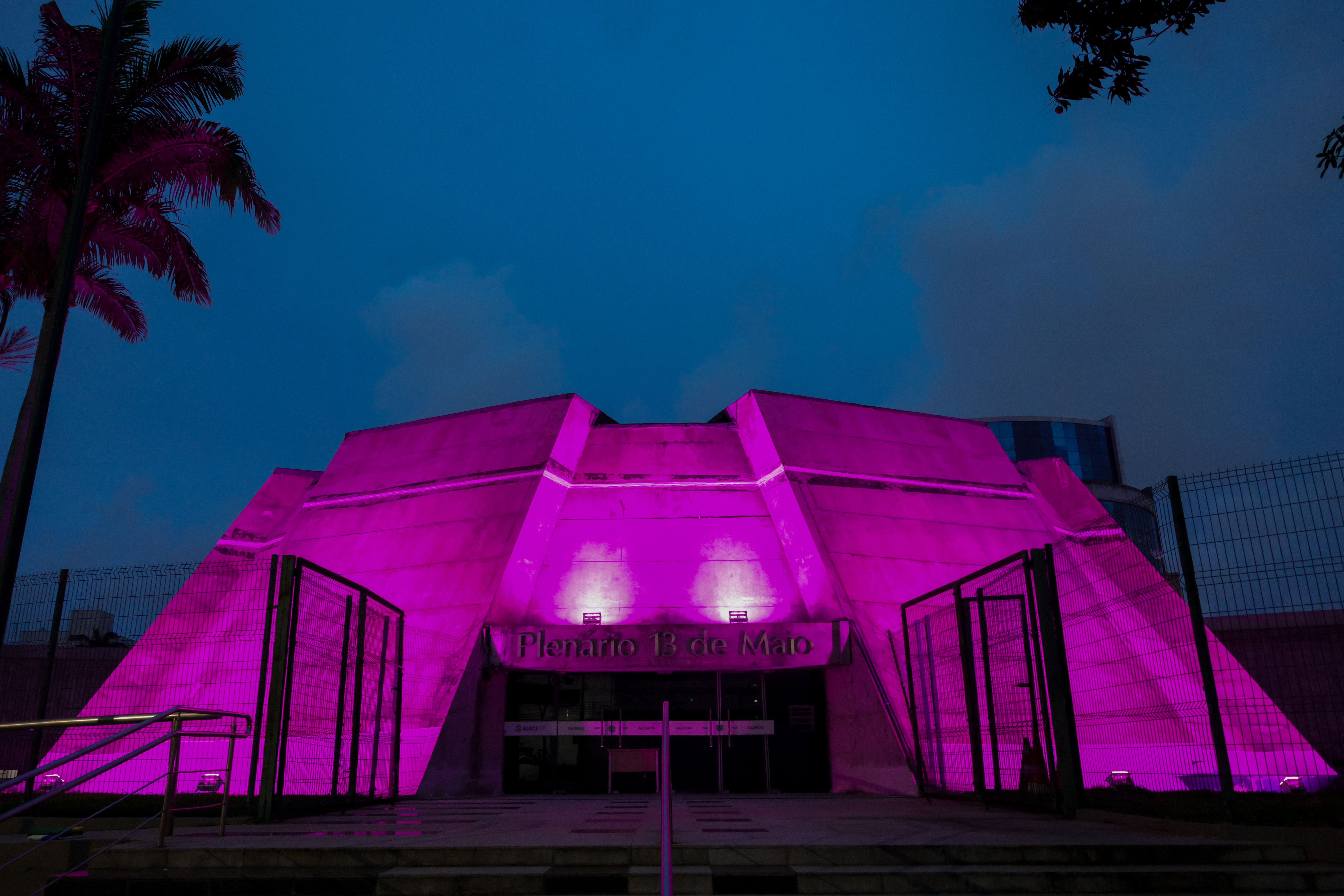 Durante todo o mês de março, as fachadas dos prédios do Parlamento cearense ficaram iluminadas na cor rosa