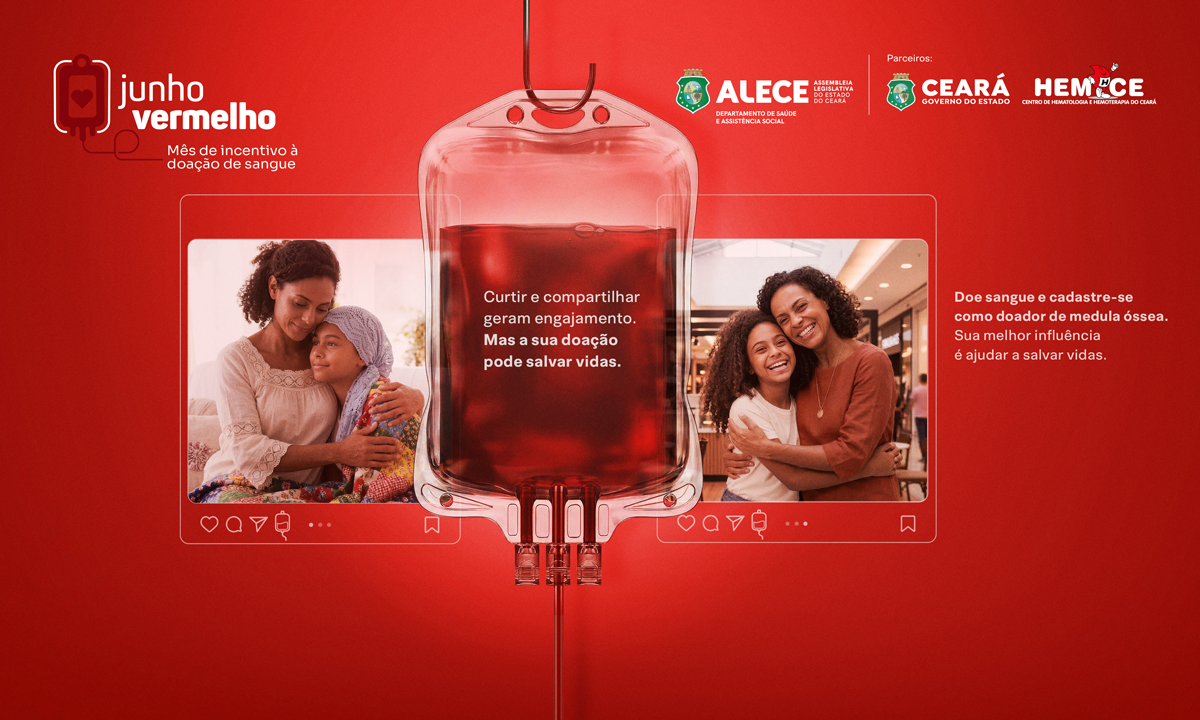Junho Vermelho: Alece realiza campanha de doação de sangue em parceria com o Hemoce