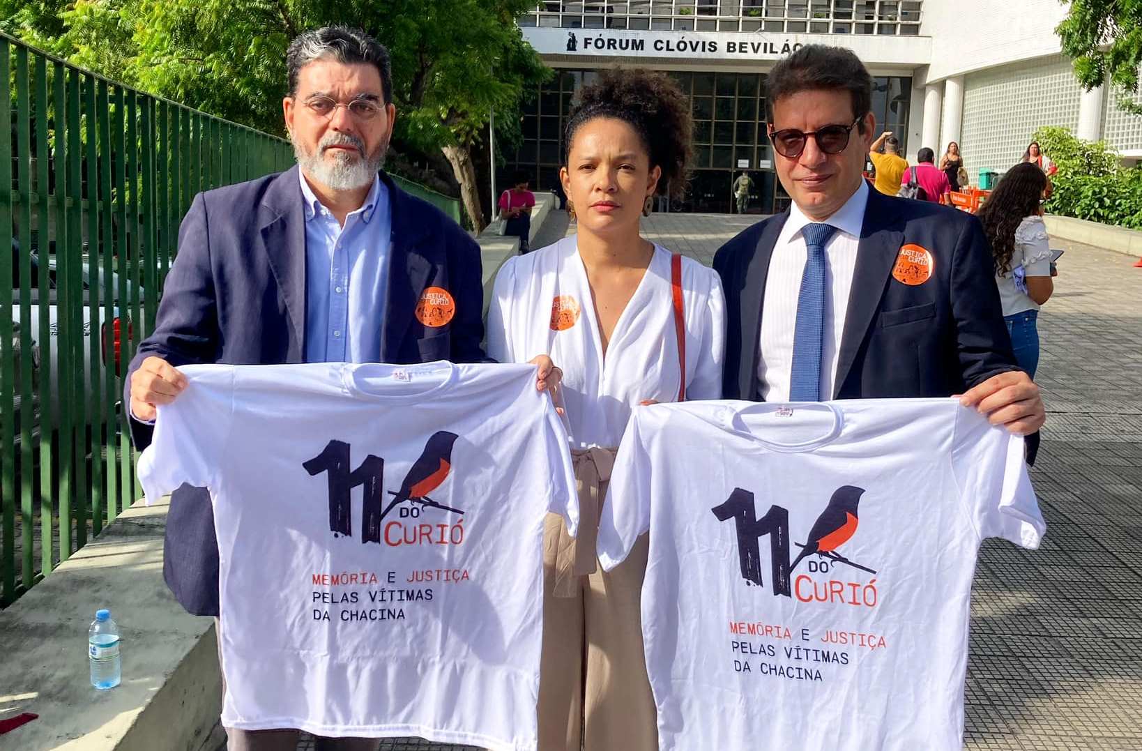 O advogado e superintendente do Idace, João Alfredo Telles Melo; a vereadora Adriana Gerônimo, da Nossa Cara mandata; e o deputado Renato Roseno (Psol)