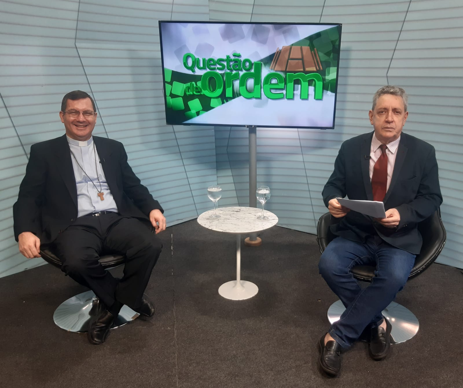 Padre Silvio Scopel e jornalista Renato Abreu