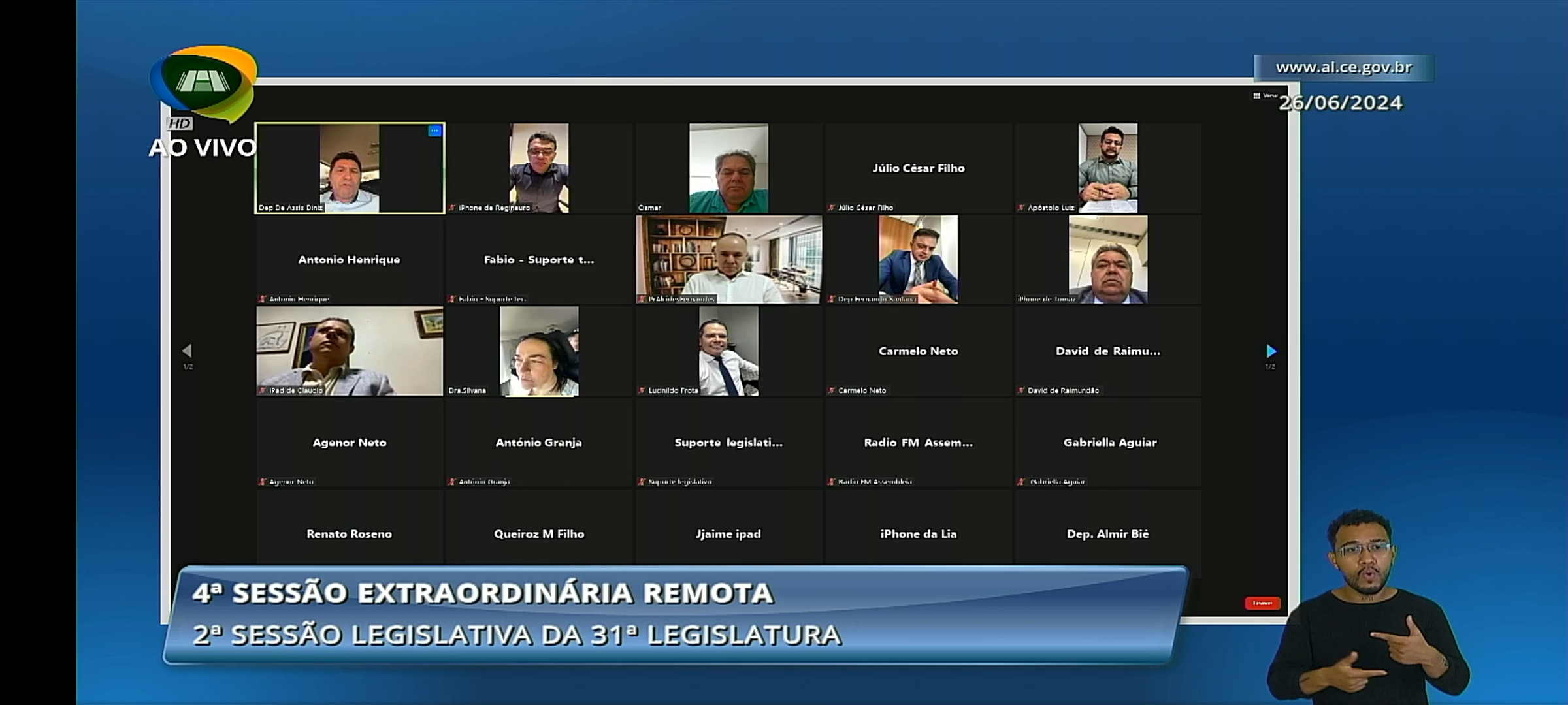 Votação de matérias durante sessão legislativav remota desta quarta-feira