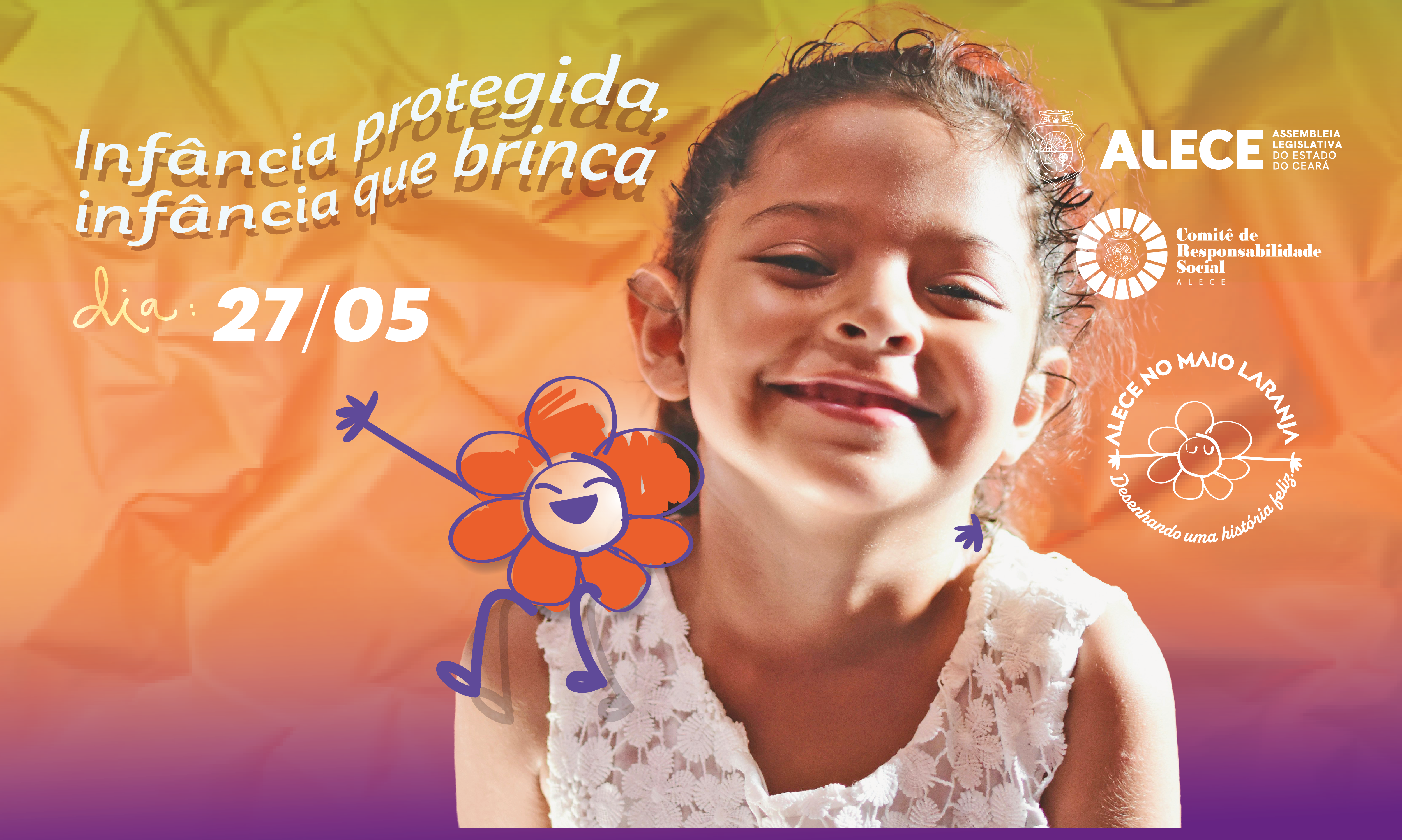 Alece promove ação infantil nesta quarta em alusão à campanha Maio Laranja