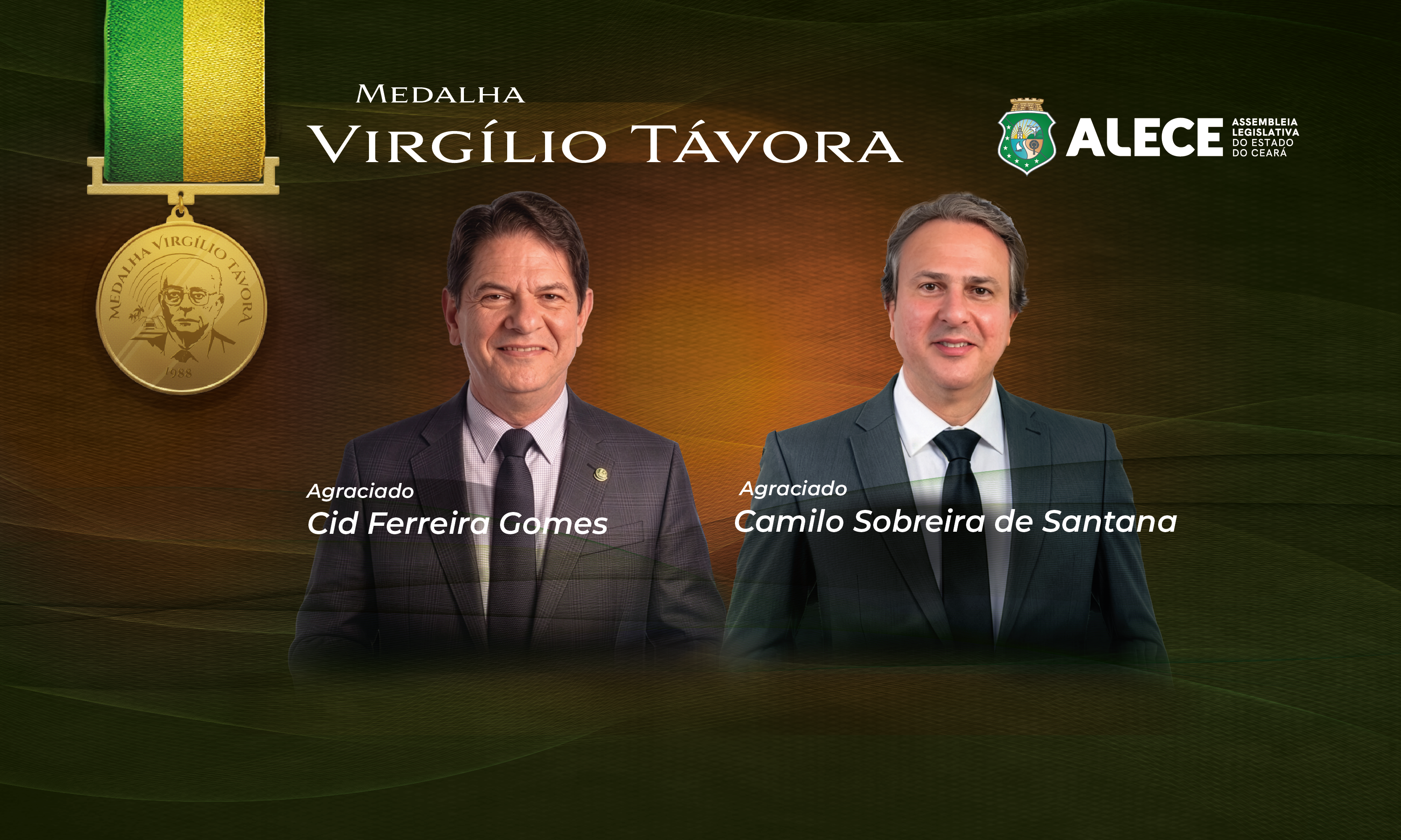 Alece entrega Medalha Virgílio Távora a Cid Gomes e Camilo Santana em 3 de julho