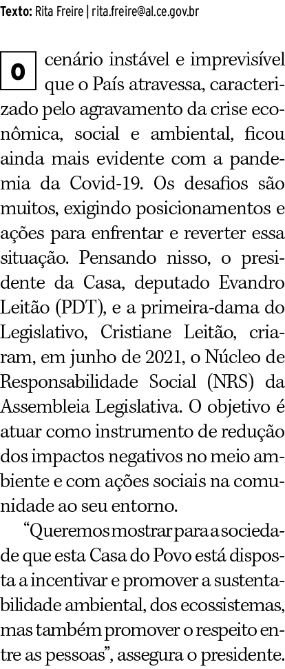 Texto: Rita Freire   rita freire al ce gov br cenário instável e imprevisível que o País atravessa, caracterizado pel   
