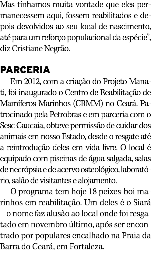 Mas tínhamos muita vontade que eles permanecessem aqui, fossem reabilitados e depois devolvidos ao seu local de nasci   