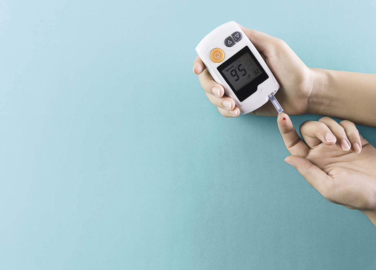 Healthcare and medical concept, The diabetic measures the level of glucose in the blood  World Diabetes day, 14 November 