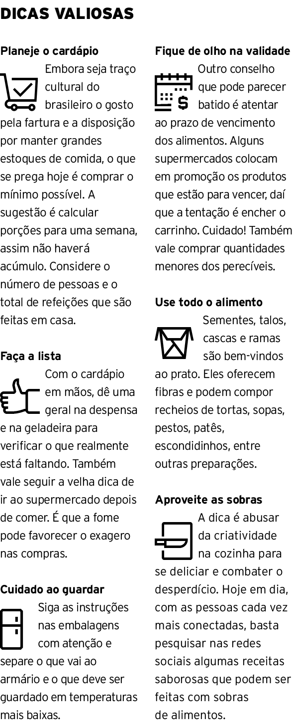 DICAS VALIOSAS Planeje o card pio ￼Embora seja tra o cultural do brasileiro o gosto pela fartura e a disposi o por m...