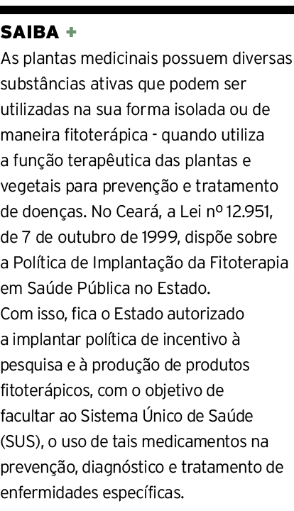 SAIBA + As plantas medicinais possuem diversas subst ncias ativas que podem ser utilizadas na sua forma isolada ou de...