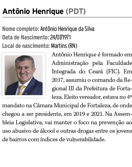 Ant nio Henrique (PDT) Nome completo: Ant nio Henrique da Silva Data de Nascimento: 24/07/1971 Local de nascimento: M...