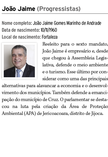 Jo o Jaime (Progressistas) Nome completo: Jo o Jaime Gomes Marinho de Andrade Data de nascimento: 10/11/1960 Local de...