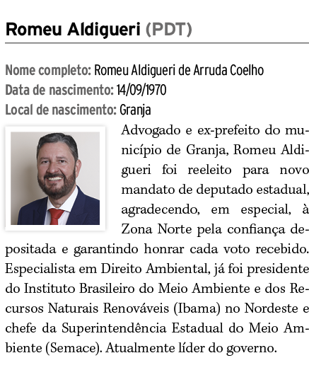 Romeu Aldigueri (PDT) Nome completo: Romeu Aldigueri de Arruda Coelho Data de nascimento: 14/09/1970 Local de nascime...