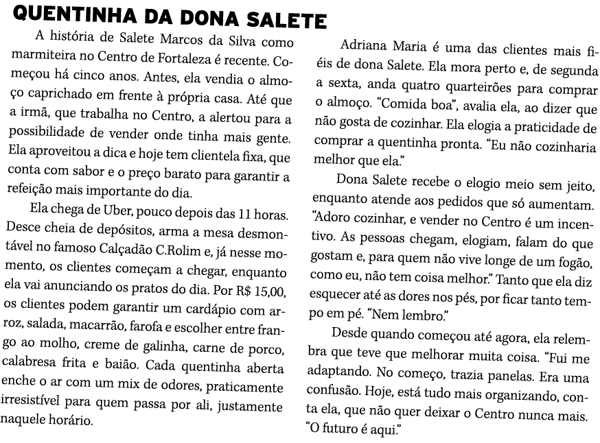 QUENTINHA DA DONA SALETE A hist ria de Salete Marcos da Silva como marmiteira no Centro de Fortaleza  recente. Come ...