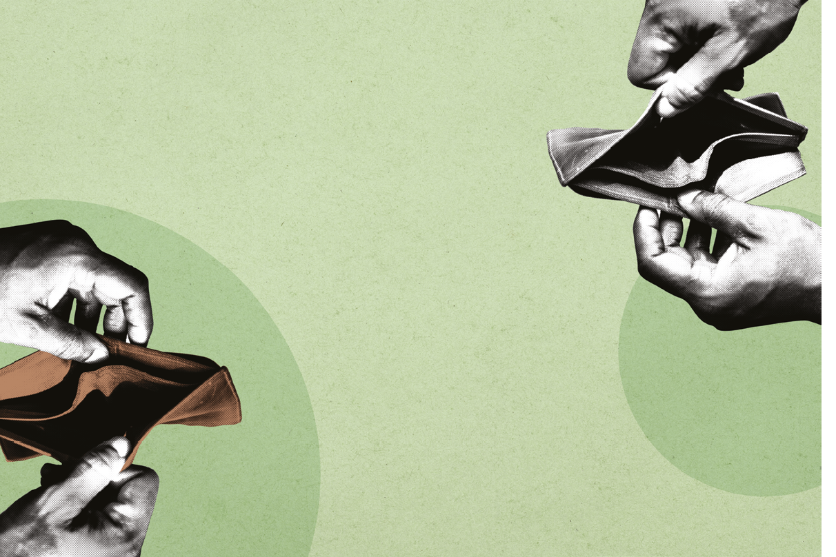 Empty wallet due to coronavirus economic impact background illustration