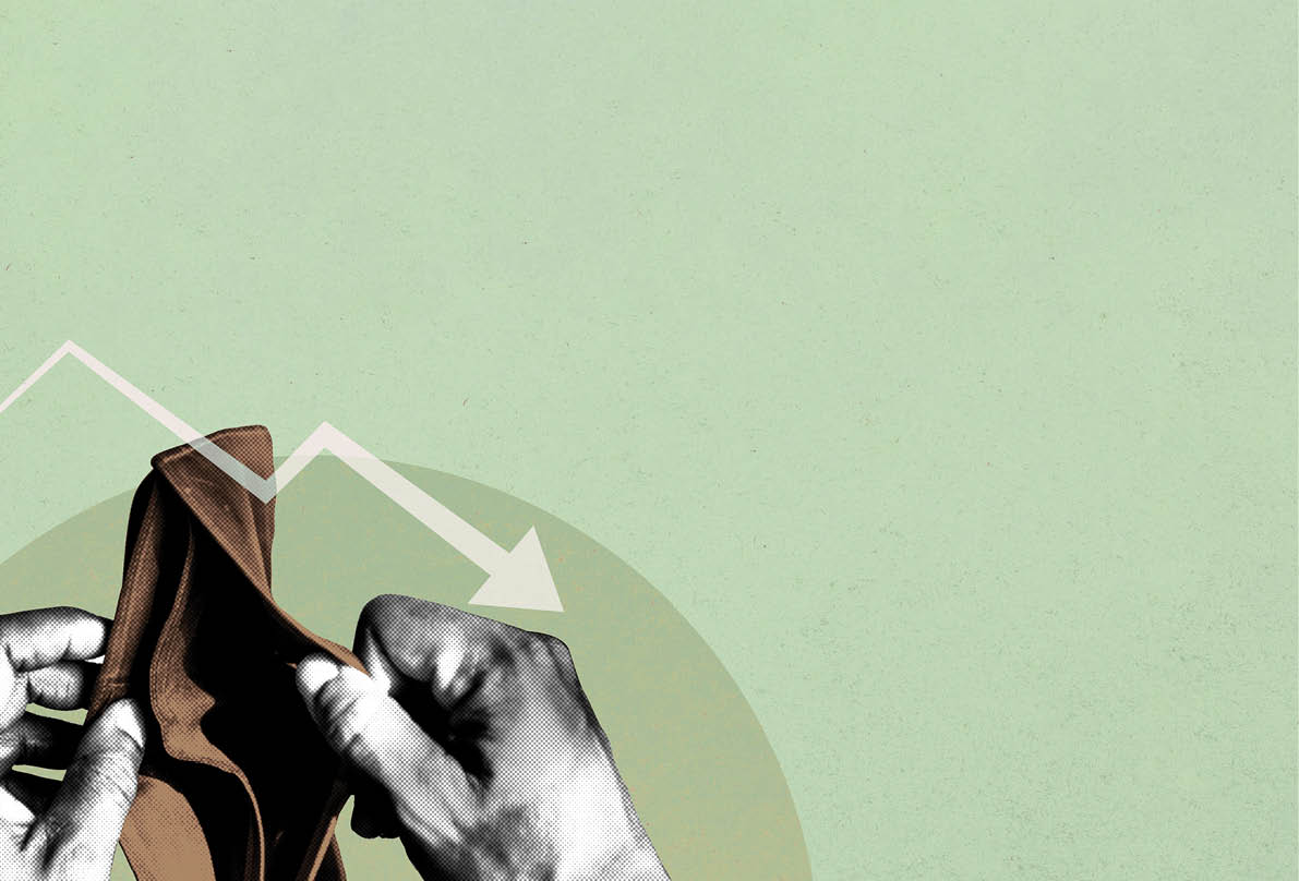 Empty wallet due to coronavirus economic impact social banner illustration