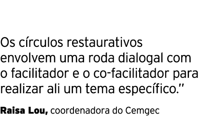  ￼ Os c rculos restaurativos envolvem uma roda dialogal com o facilitador e o co facilitador para realizar ali um tem...